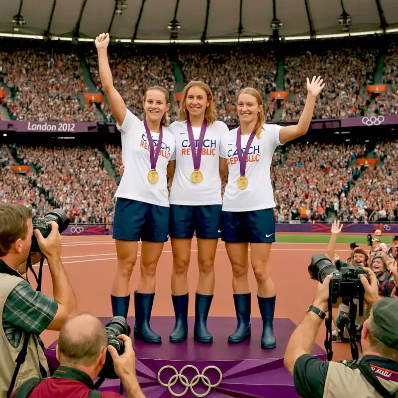 Czech athlete happy about her medal (Image: AI)