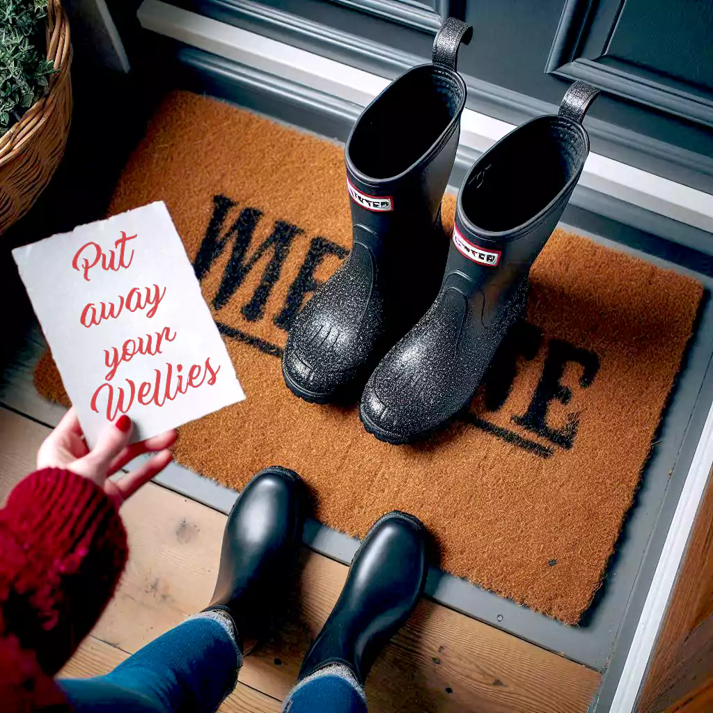 Wellies on a doormat. (photo: AI)