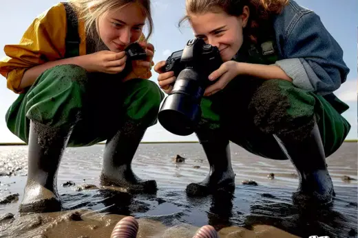 A popular subject for photography: lugworms (Image: AI)